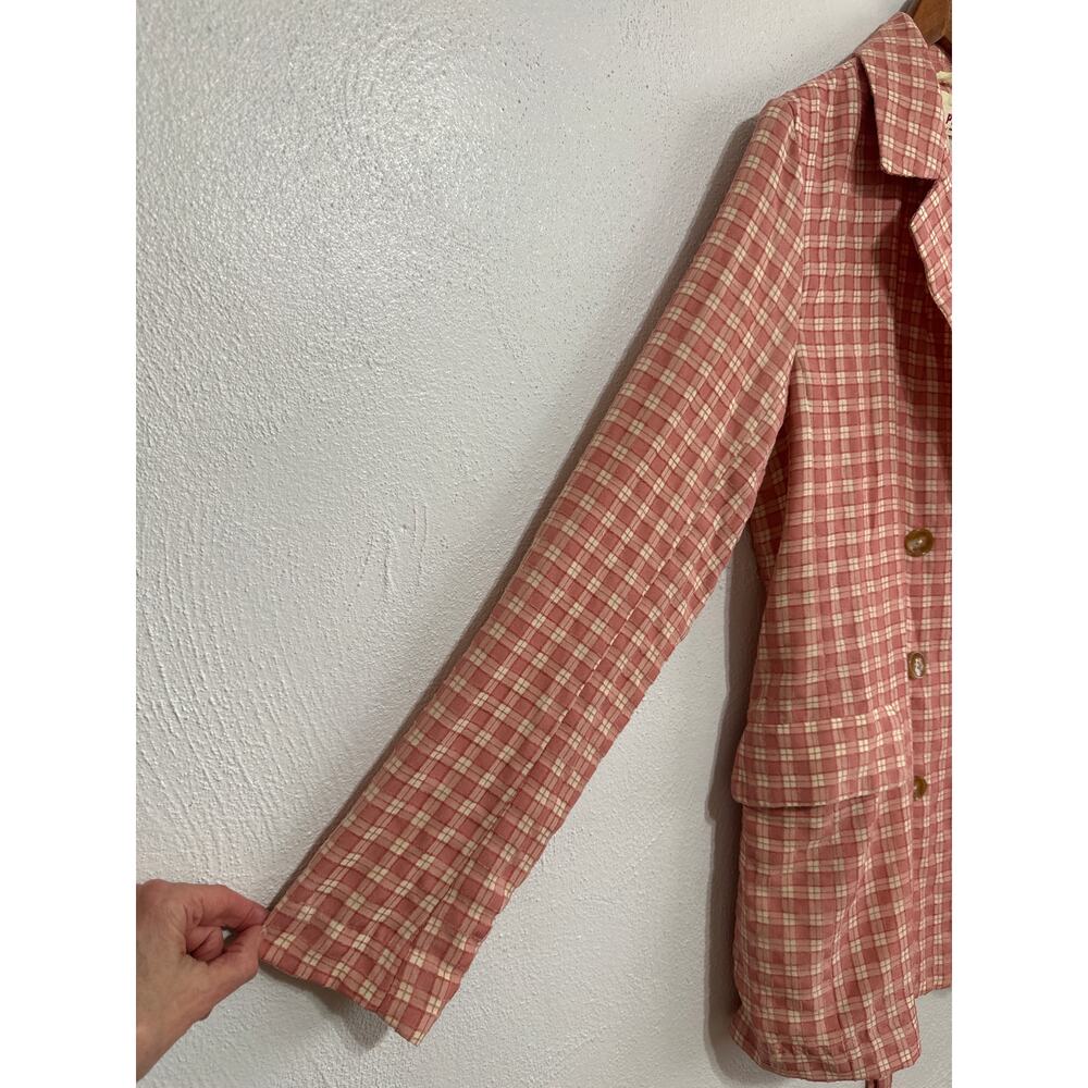 NWT Free People Coquette Soft Girl Casual Preppy Gingham Blazer S Pink/Rose - Picture 4 of 16